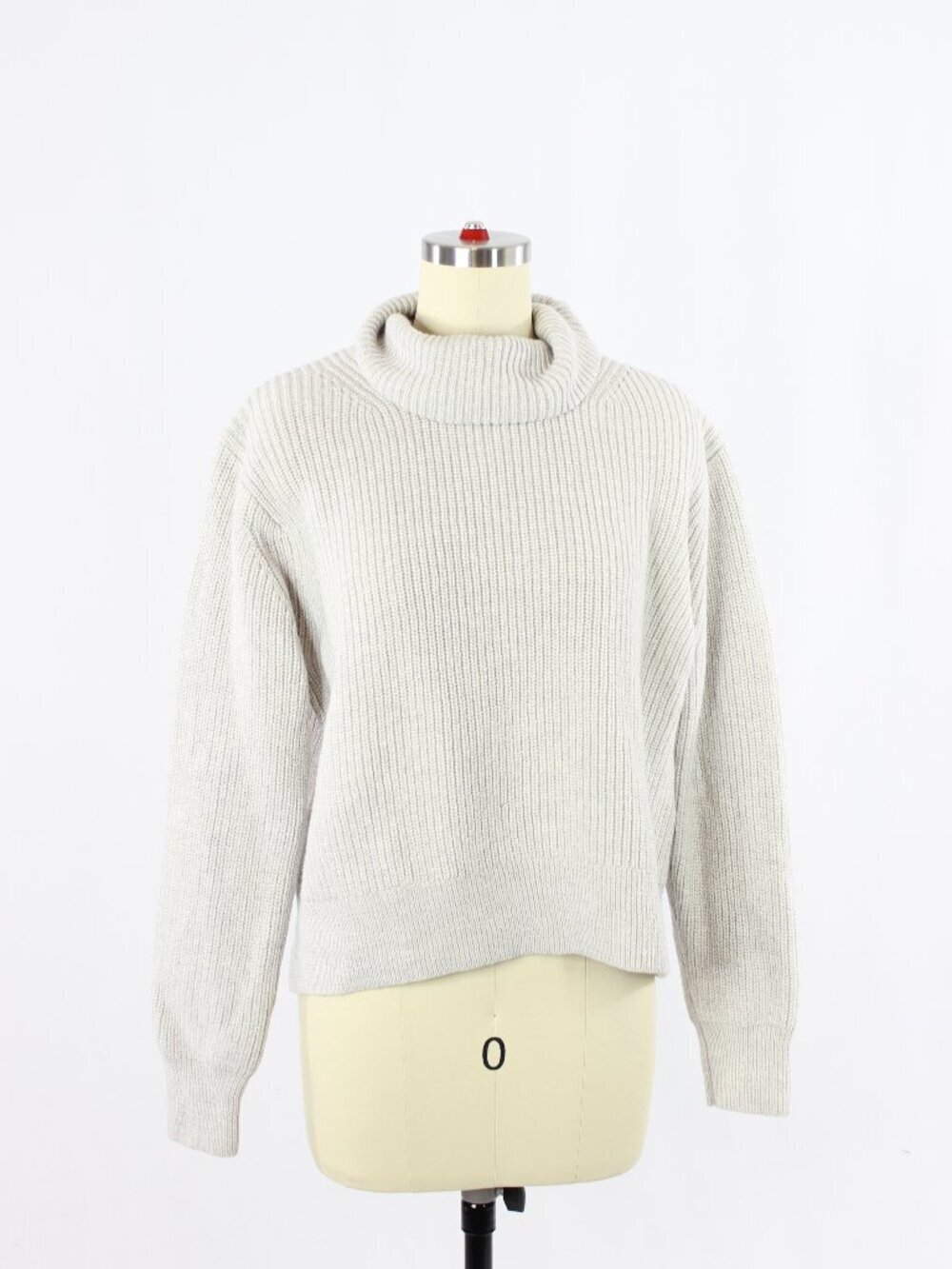 Aritzia WILFRED Light Heather Grey 100% Merino Wool Turtleneck Sweater, Size XS